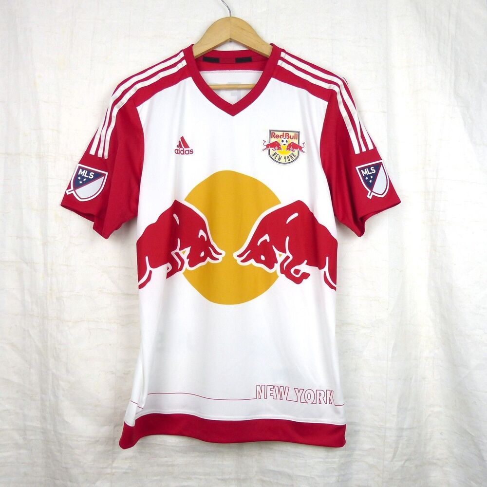 2014 Adidas New York Red Bulls MLS Jersey Mens L White Red Whistle Sports 16
